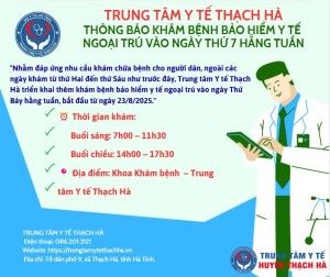 Thông báo Khám bệnh Bảo hiểm Y tế vào ngày thứ Bảy hằng tuần