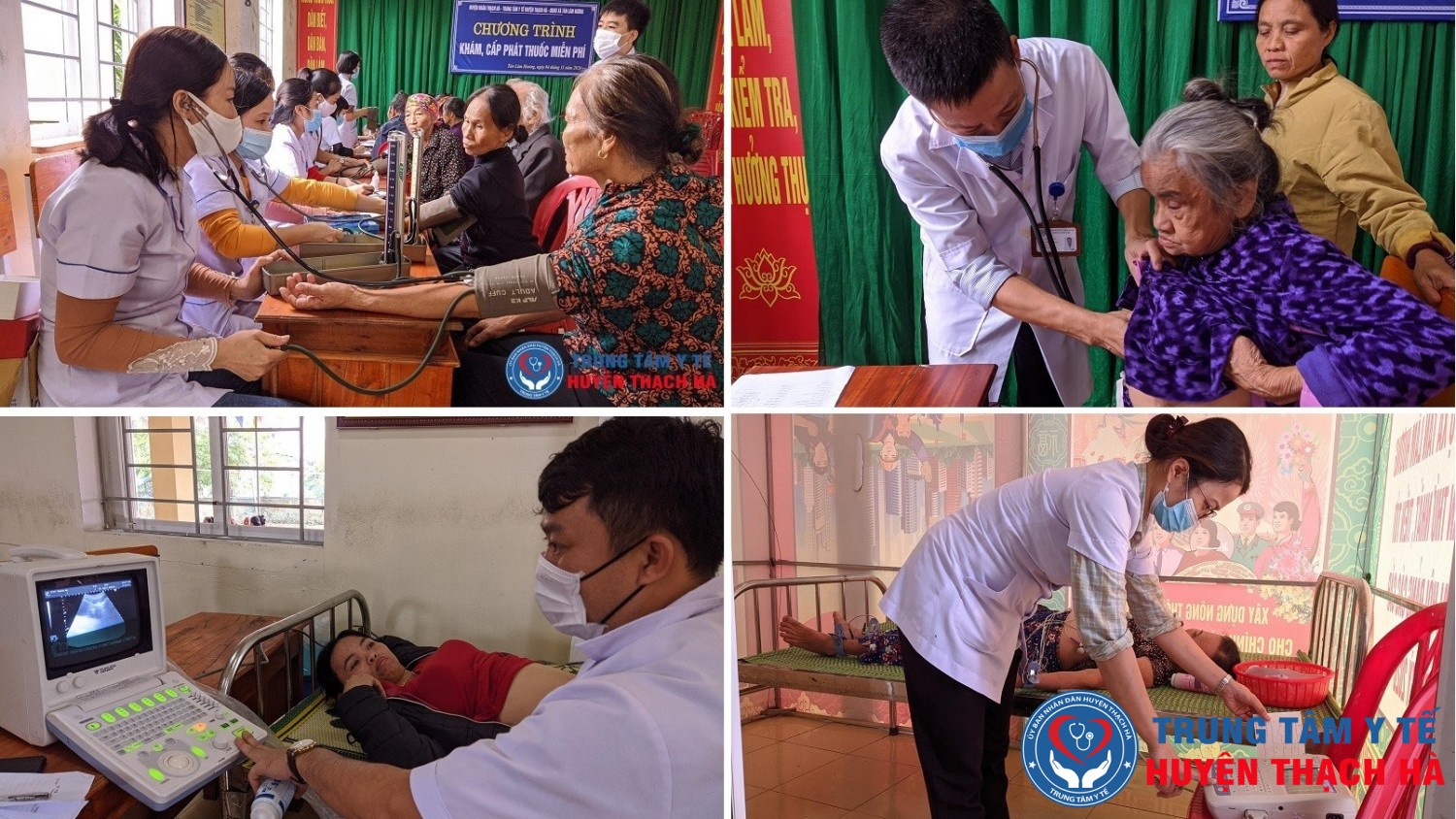 Đoàn y, bác sỹ Trung tâm Y tế huyện Thạch Hà tổ chức khám và phát thuốc miễn phí cho 300 người dân bị ảnh hưởng do mưa lũ tại xã Tân Lâm Hương.